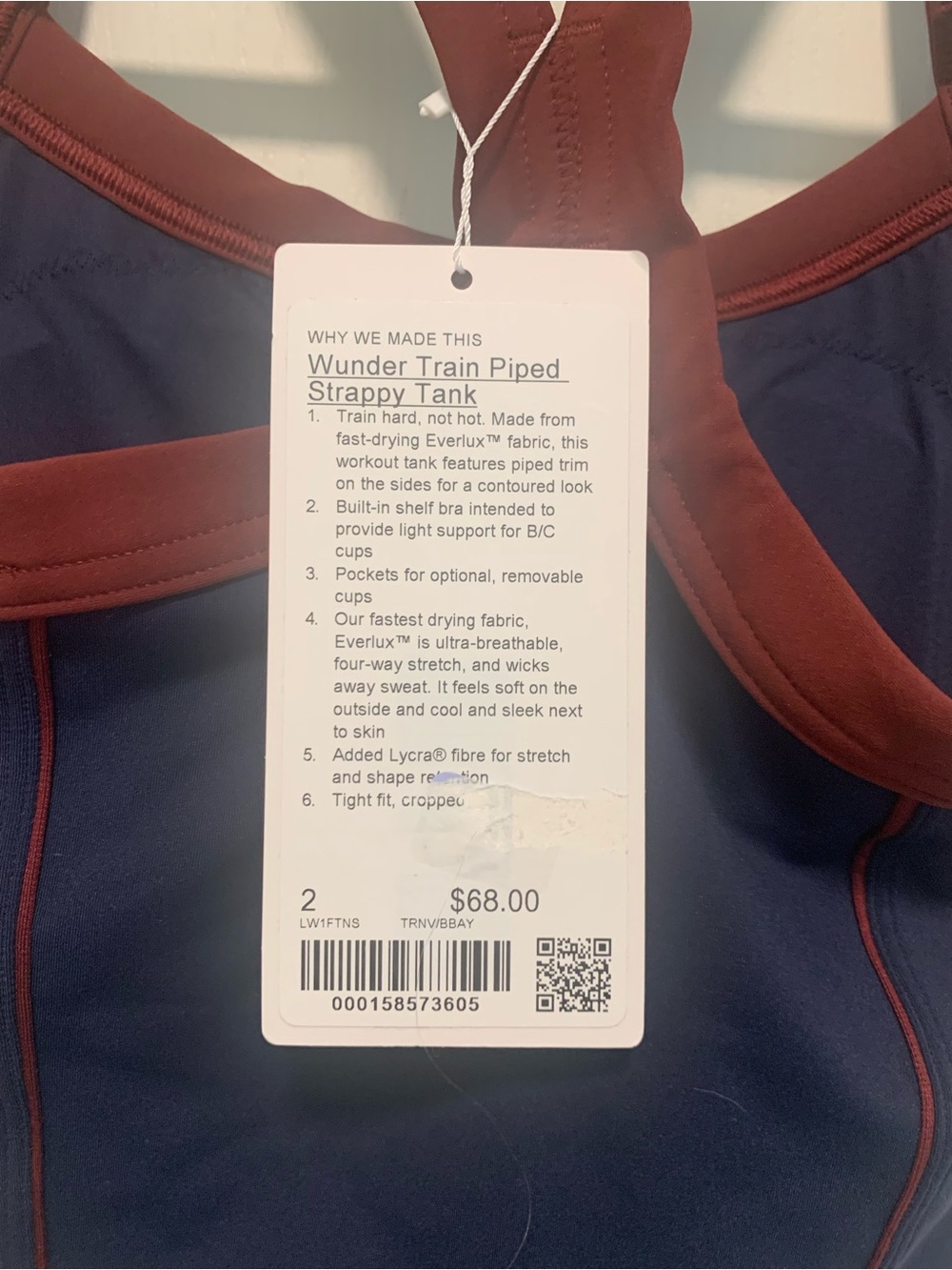 NWT Lululemon wunder train piped strappy tank Size 2 - Picture 4 of 4